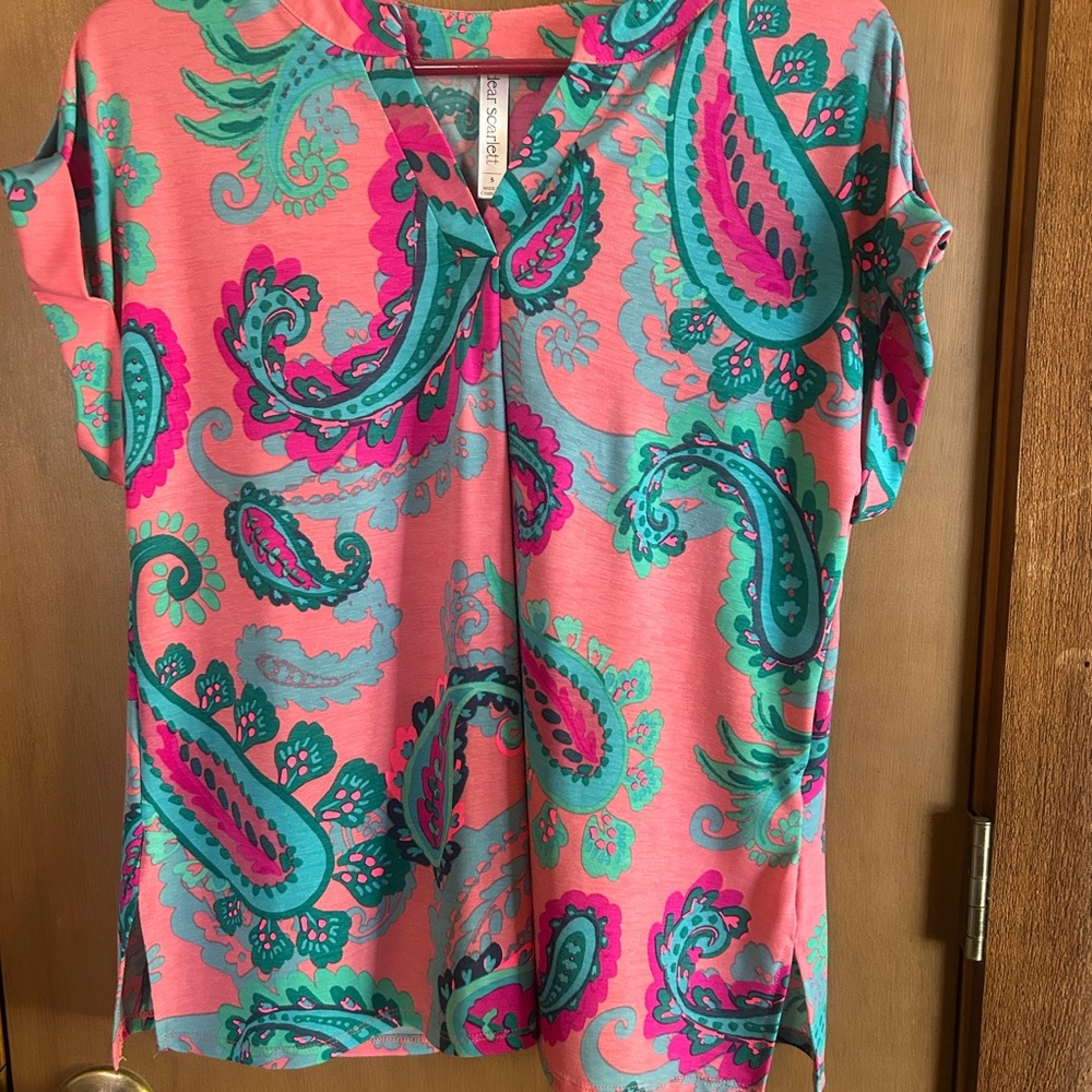 Vibrant Paisley Blouse in Pink and Teal